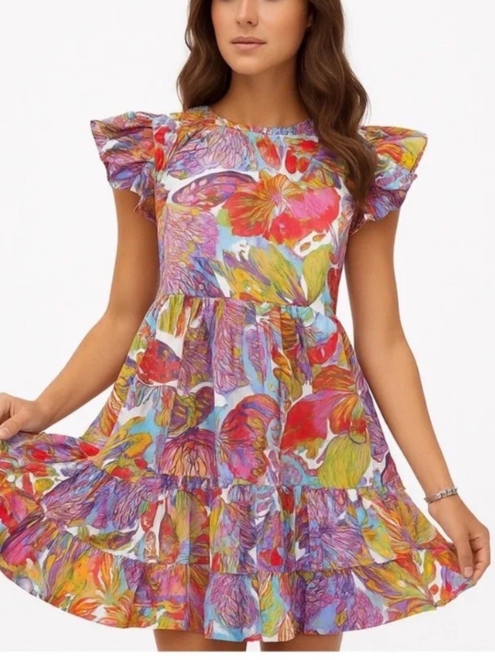 Caroline Constas Dress Papillon Butterfly Flutter
Sleeve Mini